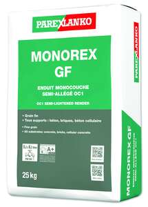 Enduit de façade monocouche semi-allégé OC1 MONOREX GF gris cendre - Sac de 25 kg