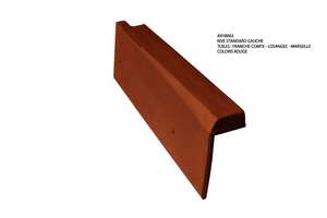 Tuile de rive standard gauche en terre cuite brun masse L. 437 x l. 145 mm