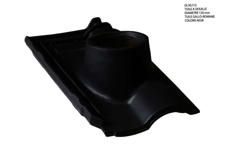 Tuile à douille en terre cuite GALLO-ROMANE noir L. 440 x l. 280 mm