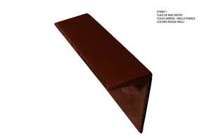 Tuile de rive droite en béton ARPEGE/VIEILLE FRANCE rouge vieilli L. 270 x l. 110 mm