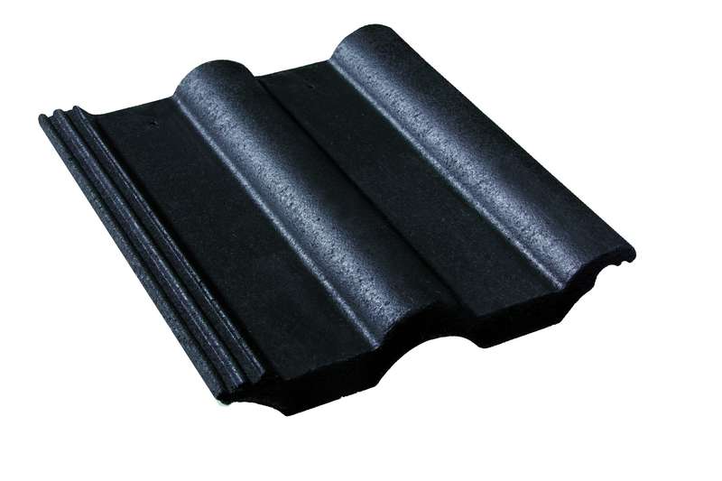 Tuile double en béton DOUBLE ROMANE noir L. 420 x l. 330 mm