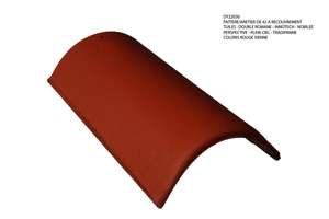Faîtière/arêtier à recouvrement de 42 pour toiture en béton - rouge sienne - L. 420 l. 245 mm