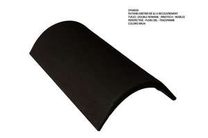 Faîtière/arêtier à recouvrement de 42 pour toiture en béton - brun - L. 420 x l. 245 mm