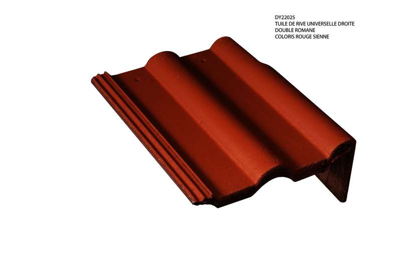 Tuile de rive universelle droite en béton DOUBLE ROMANE rouge sienne L. 420 x l. 332 mm