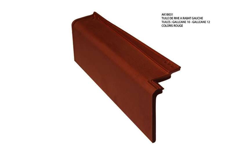Tuile de rive à rabat gauche en terre cuite GALLEANE® rouge occitan L. 473 x H. 170 mm