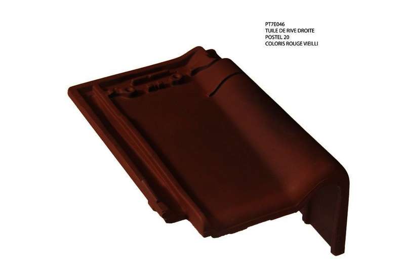 Tuile de rive droite en terre cuite POSTEL 20® rouge vieilli L. 315 x l. 243 mm