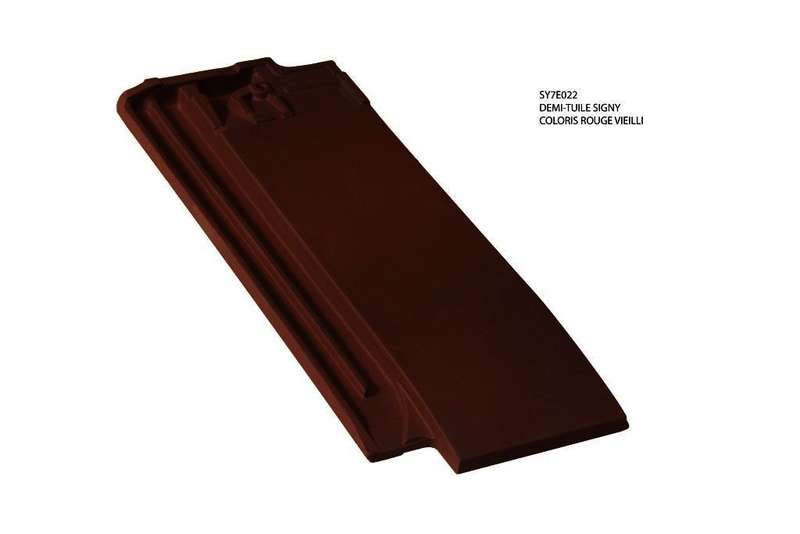 Demi-tuile en terre cuite SIGNY® rouge vieilli L. 480 x l. 186 mm