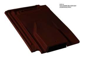 Tuile chatière en terre cuite SIGNY® rouge vieilli L. 480 x l. 329 mm