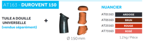 Kit de ventilation en béton AERATION - tuile à douille - brun - Diam. 150 mm
