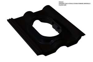 Tuile à douille Durovent en béton DOUBLE ROMANE noir L. 420 x l. 330 mm