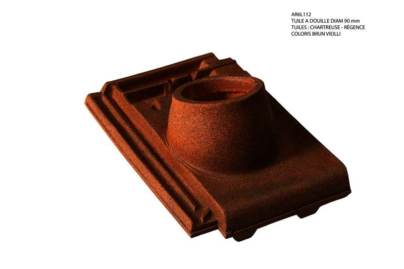 Tuile à douille D90 en terre cuite CHARTREUSE/REGENCE brun vieilli L. 328 x l. 226 mm
