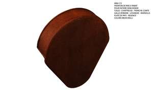 Fronton de rive à rabat en terre cuite pour faîtière demi-ronde brun vieilli H. 342 x l. 312 mm