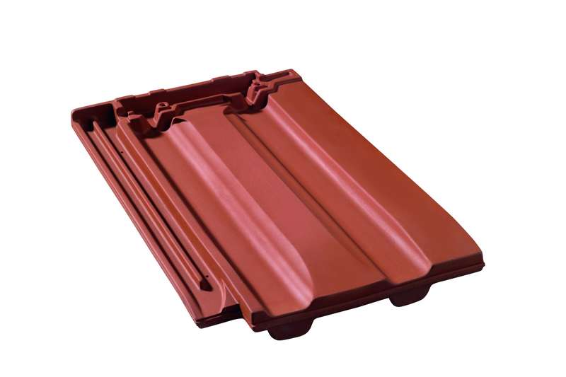 Tuile en terre cuite BELMONT® rouge L. 465 x l. 328 mm
