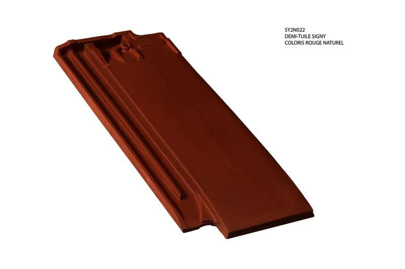 Demi-tuile en terre cuite SIGNY® rouge naturel L. 483 x l. 186 mm