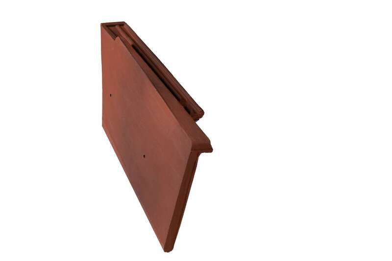 Tuile de rive à rabat gauche en terre cuite FONTENELLE® rouge vieilli L. 386 x l. 82 mm