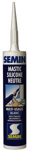 Mastic pour étanchéité en silicone neutre blanc PVC SEMIN - Cartouche de 310 ml