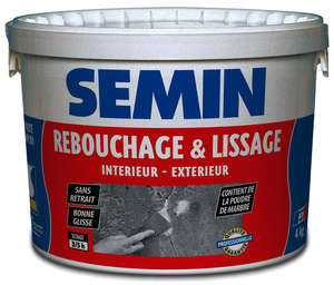 Enduit pour rebouchage et lissage en poudre SEMIN - Seau de 4 kg