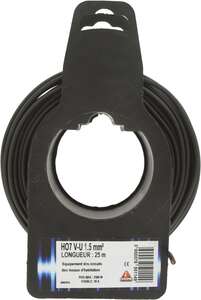 Fil H07 V-U 1,5 mm² - noir - brochable 25 x 1,5 mm
