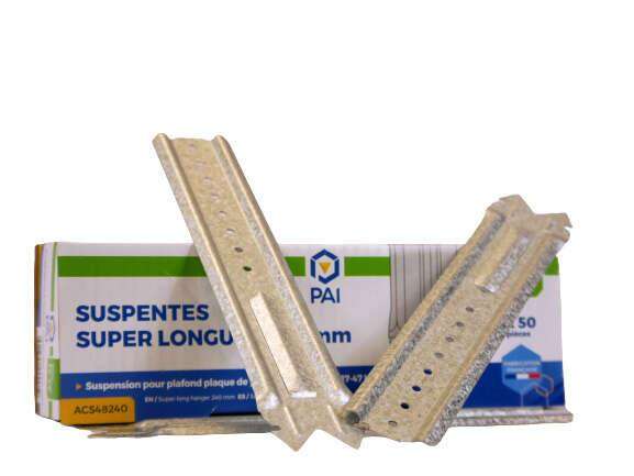 Suspente 17/47 pour fourrure de plafond L. 240 x 43 mm