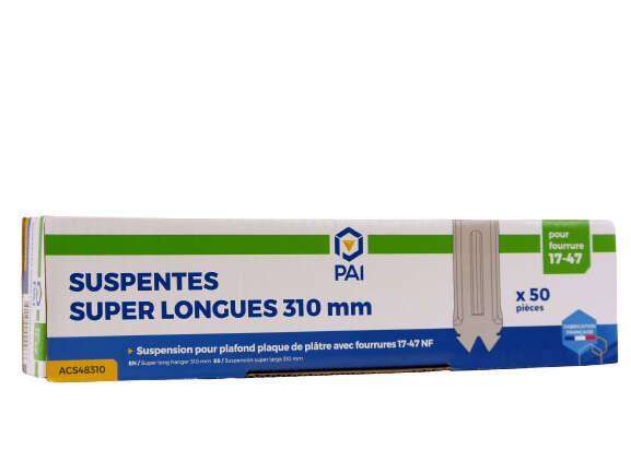 Suspente 17/47 pour fourrure de plafond L. 310 x 43 mm