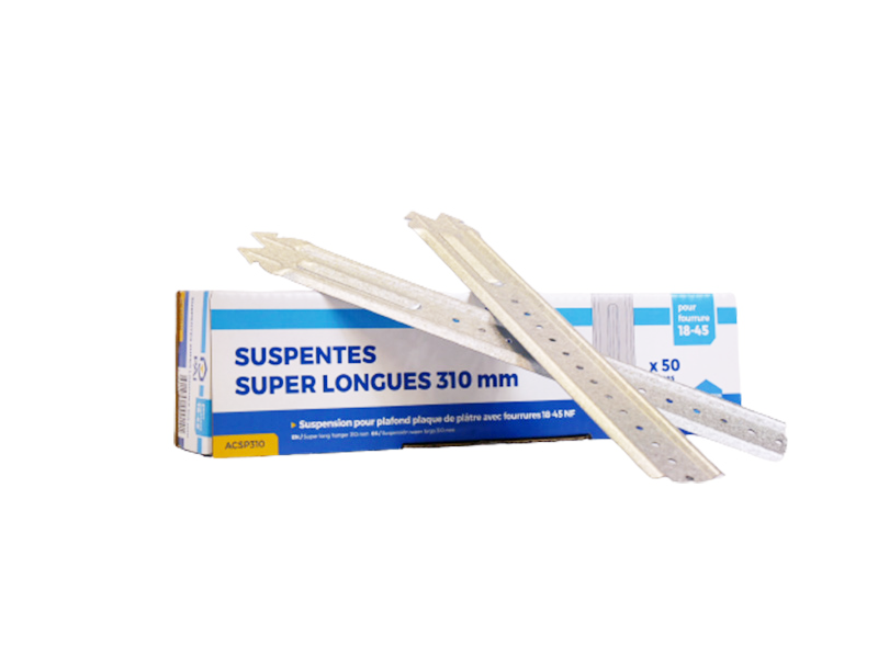 Suspente 18/45 pour fourrure de plafond L. 310 x 43 mm