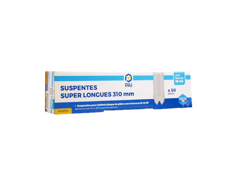 Suspente 18/45 pour fourrure de plafond L. 310 x 43 mm