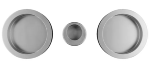 Poignée cuvette ronde chrome satiné avec tire-doigt et cache mortaise