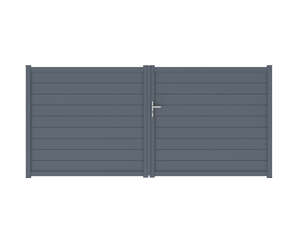 Portail battant en aluminium EVANS gris anthracite/gris taupe/blanc neige l. 350 x H. 160 cm