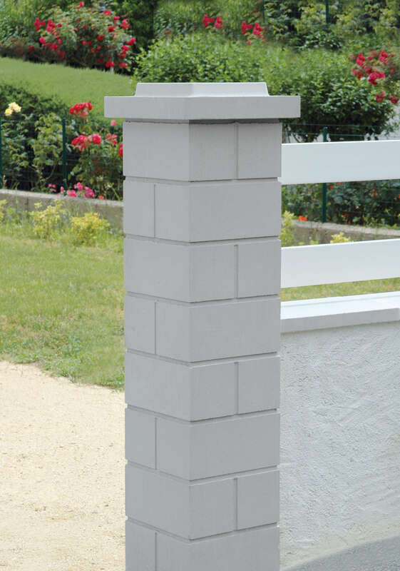 Elément de pilier WESER LISSE en pierre reconstituée vibropressé gris L. 32,5 x l. 32,5 x Ép. 16,7 cm
