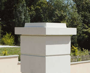 Chapeau de pilier plat WESER double couronnement en pierre reconstituée blanc cassé L. 40 x l. 40 x Ép. 6 cm