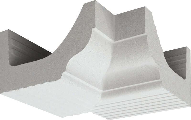 Corniche doucine WESER sans joint angle intérieur rentrant en béton pour décoration de façade blanc cassé L. 10 x l. 10 x H. 20 cm