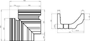 Corniche doucine WESER sans joint angle intérieur rentrant en béton pour décoration de façade blanc cassé L. 10 x l. 10 x H. 20 cm