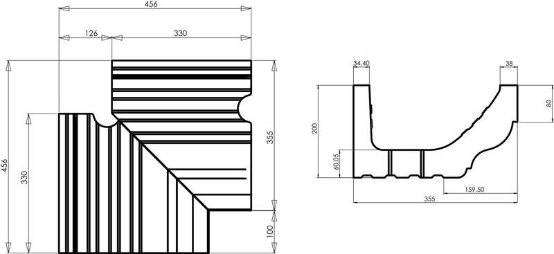 Corniche doucine WESER sans joint angle intérieur rentrant en béton pour décoration de façade ton pierre L. 10 x l. 10 x H. 20 cm