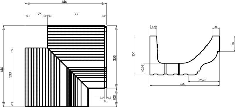 Corniche doucine WESER avec joint angle intérieur rentrant en béton pour décoration de façade blanc cassé L. 10 x l. 10 x H. 20