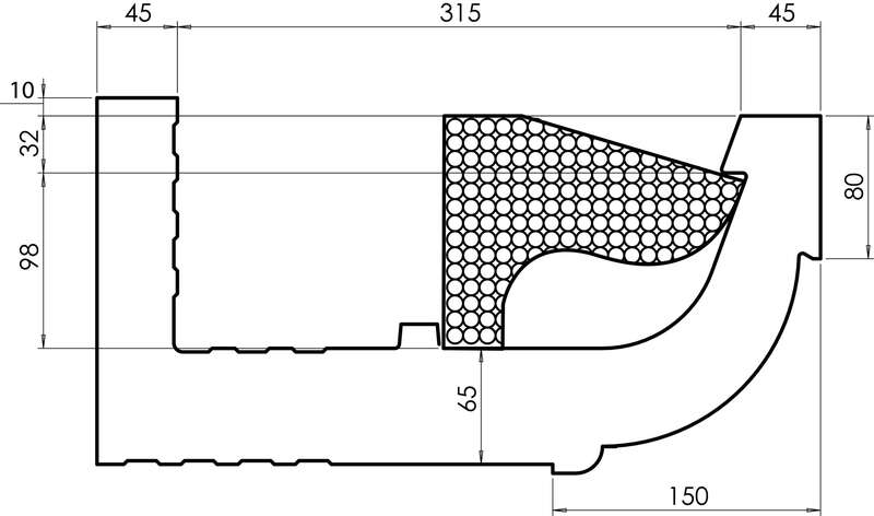 Corniche cache-gouttière WESER en béton pour façade ton pierre L. 40,5 x l. 33 x H. 20,5 cm
