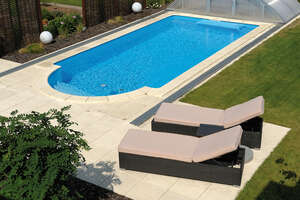 Margelle de piscine WESER BERGERAC courbe en pierre reconstituée coulé crème L. 48 x l. 31 x Ép. 3,5 cm