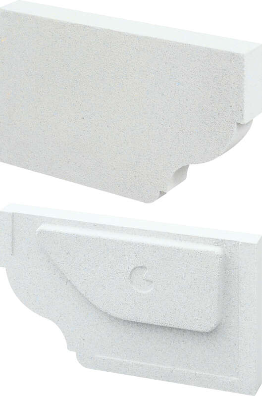 Bouchon de corniche WESER extérieur DOUCINE gauche en pierre reconstituée blanc cassé L. 35,5 x l. 20 x H. 4 cm