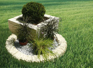 Bordure de jardin WESER FLORAC en pierre reconstituée courbe coulée crème l. 6 x H. 10 cm - Diam. intérieur 60 cm
