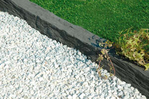Bordure de jardin WESER AURAY en pierre reconstituée coulée droite gris anthracite L. 50 x l. 9 x H. 10 cm