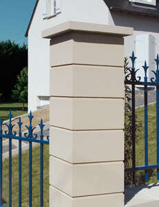 Chapeau de pilier plat WESER en pierre reconstituée ton pierre L. 40 x l. 40 x Ép. 4 cm