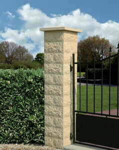 Elément de pilier WESER TAILLE en pierre reconstituée vibropressé ton pierre L. 40 x l. 40 x Ép. 16,7 cm