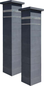 Kit de 2 piliers complets WESER PLATINUM vibropressé avec 2 inserts aspect damier dark L. 39 x l. 39 x Ép. 188 cm