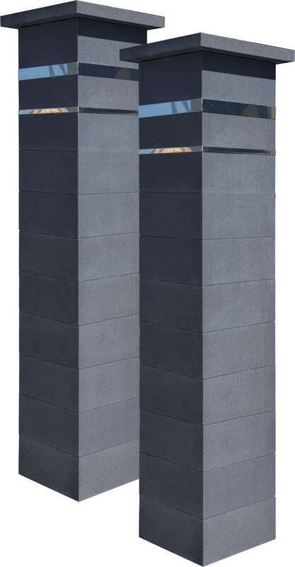Kit de 2 piliers complets WESER PLATINUM vibropressé avec 2 inserts aspect lisse dark L. 39 x l. 39 x Ép. 188 cm