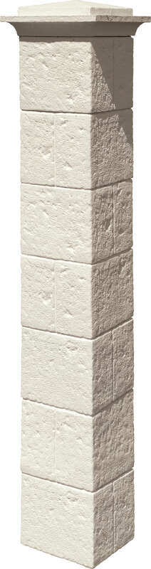 Pilier complet coulé WESER CHEVERNY en pierre reconstituée crème L. 30 x l. 30 x H. 188 cm