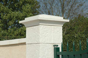 Chapiteau de pilier WESER CHEVERNY en pierre reconstituée coulée blanc tradition L. 52 x l. 52 x H. 9 cm