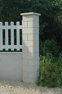 Elément de pilier WESER LISSE en pierre reconstituée vibropressé blanc cassé L. 32,5 x l. 32,5 x Ép. 16,7 cm