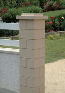 Elément de pilier WESER LISSE en pierre reconstituée vibropressé ton pierre L. 32,5 x l. 32,5 x Ép. 16,7 cm