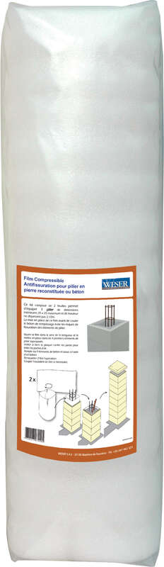 Film compressible anti-fissuration WESER pour la pose de piliers de clôture - 2 feuilles de L. 130 x H. 115 cm