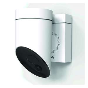 Caméra de surveillance extérieure blanche avec sirène intégrée