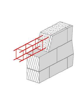 Armature de chaînage de fondations - filants 4HA8 -  L. 6 m -  tiges  Diam. 8 mm - côtés 20 x 20 cm - espacement 30 à 40 cm
